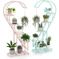 Costway 5 Tier Metal Plant Stand Heart-shaped Ladder Plant Shelf w/Hanging Hook