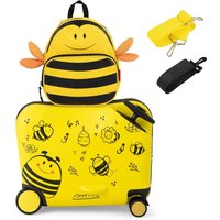Costway Kids Luggage Set of 2 Kids Ride-on & Carry-on Hardshell Suitcase