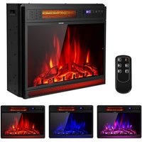 Costway 25" Electric Fireplace Insert 1800W Recessed Electric Heater W/ 3 Colors Light in Black