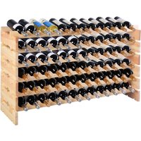 Costway 72 Bottles Storage Wine Rack Freestanding Pine Wood Display Shelf Wine Holder in Natural