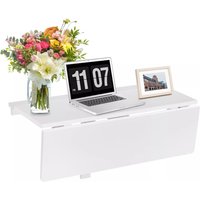 Costway Wall Mounted Table Folding Multi-use Hanging Drop-Leaf Laptop Desk in White