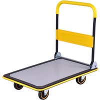 Costway Folding Push Cart Dolly Moving Hand Truck Rolling Flatbed Platform Cart 300KG in Yellow