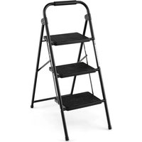 Costway 3 Step Household Office Ladder Folding Step Ladder Portable Step Stool in Black