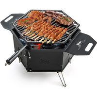 Costway Portable Charcoal Grill Stove 360 Rotatable Camping Hibachi Grill Smoker in Black