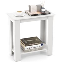 Costway 2-Tier End Table Sofa Bedside Table Nightstand Side Table with Storage Shelf in Off-White