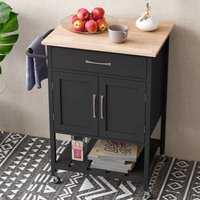 Costway Rolling Kitchen Island Mobile Serving Cart with Drawer & 2 Door Storage Cabinet in Black