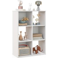 Costway 6Cube Bookshelf 4Tier Bookcase Floor Display Shelf Open Storage Organizer in White