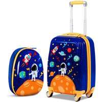 Costway 2Pcs 12" 18" ABS Kids Suitcase Backpack Luggage Set School Travel Lightweight in Dark Navy
