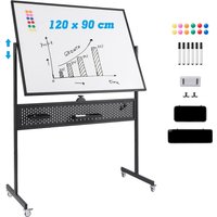 Costway Mobile Whiteboard 120 x 90 CM Double-Sided Dry Erase Board-Black in Black