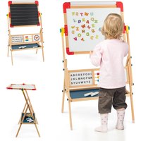 Costway 3-in-1 Wooden Kids Art Easel Magnetic Double Sided Easel Blackboard Whiteboard in Natural