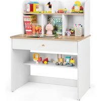 Wooden Study Desk Writing Table Hutch & Drawer