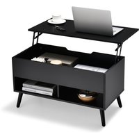 Costway Lift Top Coffee Table Modern Wooden Lift Top Dining Cocktail Table Living Room in Black