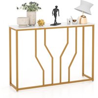 Costway Modern Console Table Faux Marble Narrow Entryway Hallway Table Accent Desk 110cm in White