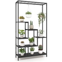 Costway 6-tier Tall Plant Stand 180cm Metal Corner Plant Shelf Display Rack-Black in Black