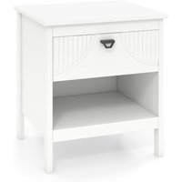 Costway 2-tier End Table Wood Side Table with Open Storage Shelf in White