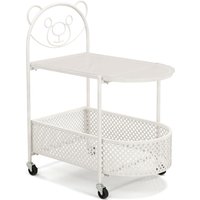 Costway Mobile Glass Coffee Table 2-Tier Modern Cocktail Table-White in White