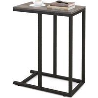 Costway C-Shaped End Table for Couch & Bed 64 CM High Sofa Side Table-Oak in Grey