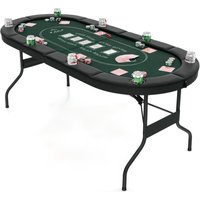 Costway Foldable Poker Table for 8 Players Portable Oval Card Board Game Table in Green