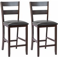 Costway Set of 2 Bar Stools Wood Padded Counter Height Pub Chairs Kitchen Dining Chair in Black