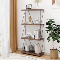 Costway 4-Tier Multipurpose Display Rack Industrial Storage Shelving Unit in Walnut