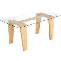 Costway Rectangle Coffee Table Modern Tempered Glass Top Accent Table Sofa Center Table in Natural