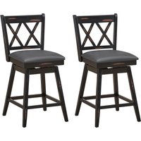 Costway Set of 2 Bar Stools Counter Height Chair Pub 360 °Swiveling Upholstered Seat 24" in Black