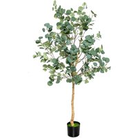 Costway 165cm Artificial Eucalyptus Tree Fake Decorative Houseplant with Plastic Pot in Green