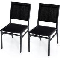Costway 2Pcs Outdoor Dining Chairs Patio Armless Chair Lightweight Metal Chair in Black