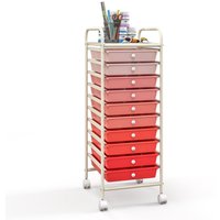 10 Drawers Storage Trolley Mobile Rolling Utility Cart Home Office Organizer