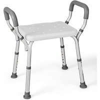 Costway Bath Chair Shower Bench Height Adjustable Shower Seat Bathroom Bathtub Stool in White