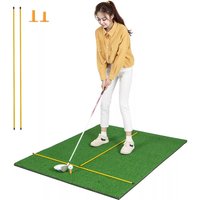 Costway 3-In-1 Premium Golf Practice Turf 27mm Golf Hitting Mat w/Synthetic Grass Turf in Green