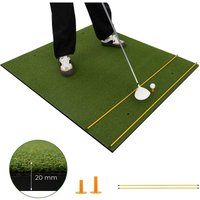 Costway Golf Hitting Mat Standard Real Feel Golf Practice Mat Artificial Turf Mat 5X4 FT in Green