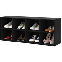 Costway 8 Cubes Shoe Bench Entryway Shoe Rack Cabinet with 8 Storage Cubbies in Black