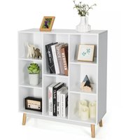 Costway 8-Cube Storage Bookcase Wooden Bookshelf Side Cabinet Freestanding Display Rack in White