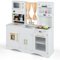 Costway Kitchen Playset Toddlers Wooden Pretend Play Kitchen Toy in White