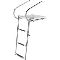 Costway 3-step Telescoping Boat Ladder Folding Dock Ladder Swimming Pool Ladder in Silver