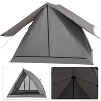 Costway 2-3 People Instant Pop-up Camping Tent 360 One-Way See-Through Shelter Tent in Grey