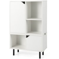 Costway Stackable Bookcase Combination Lattice Cabinet Floor Open Bookshelf in White