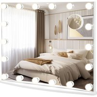Costway 2 in 1 Tabletop&Wall Mounted Makeup Mirror Vanity Mirror w/18 LED Lights in White