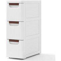 Costway 3-Drawer Narrow Storage Cabinet Bathroom Rolling Plastic Cart Container in White