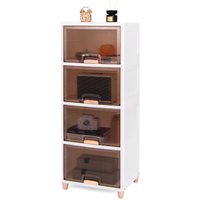 Costway 148L Storage Bins 4-Tier Stackable Storage Containers Closet Organizers in White