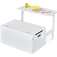 Costway 3-in-1 Table & Chair Set Activity Bench Storage Box in White