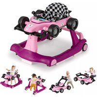 Costway 4-in-1 Baby Walker Foldable Activity Push Walker with Adjustable Height & Speed in Light Pink