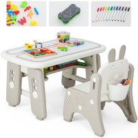 Drawing Table & Chair Set Graffiti Toddlers Art Activity Table & Chair Flip Top Tabletop