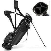 Costway Golf Stand Bag with 4Way Top Dividers DualStrap Outer Pockets & Bracket Carrier in Black