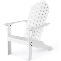 Costway Adirondack Chair Acacia Wood Adirondack Lounger Chair with Slatted Seating in White