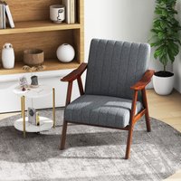 Costway Modern Accent Chair Ergonomic Leisure Chair Fabric Upholstered Lounge Chair in Grey