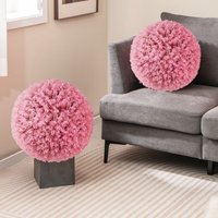 Costway 2 PCS Artificial Plant Topiary Balls 44CM Faux Pink Eucalyptus Decorative Balls