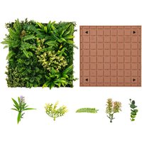Costway 2 Pack Square Artificial Foliage Wall 50 x 50 cm 3D Hanging Greenery Hedge in Green