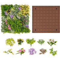 Costway 2 Pack Square Artificial Foliage Wall 50 x 50 cm Faux Plant Wall Decoration in Green